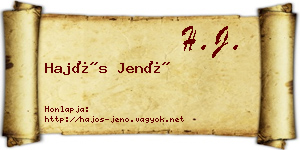 Hajós Jenő névjegykártya